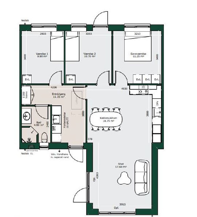 Lejlighed på 99 m2 i Ringe, Frøvej 