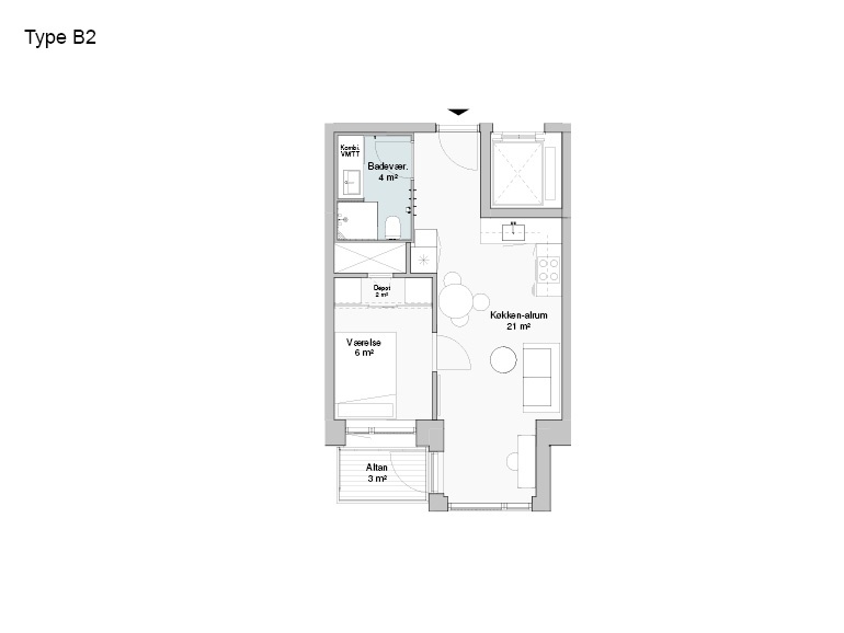 Lejlighed på 50 m2 i Odense M, Cortex Park 