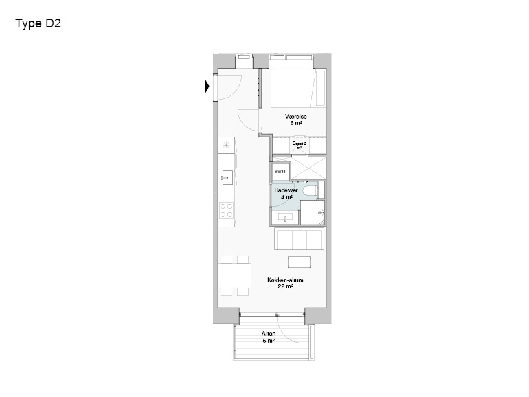 Lejlighed på 49 m2 i Odense M, Cortex Park 