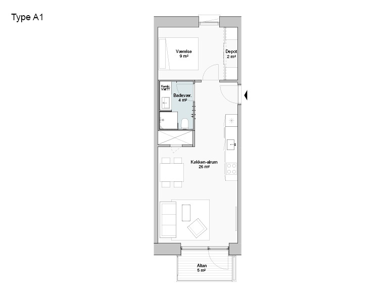 Lejlighed på 60 m2 i Odense M, Cortex Park 