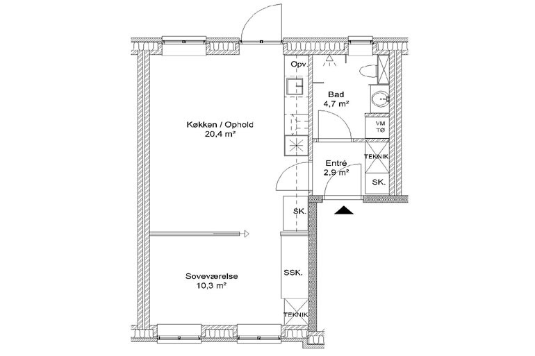 Lejlighed på 54 m2 i Odense SV, Sanderumvej 