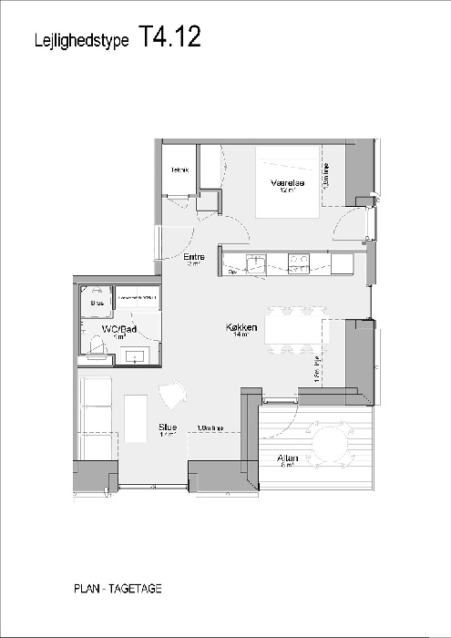 Lejlighed på 74 m2 i Årslev, Takvingen 