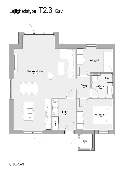 Lejlighed på 99 m2 i Årslev, Takvingen 
