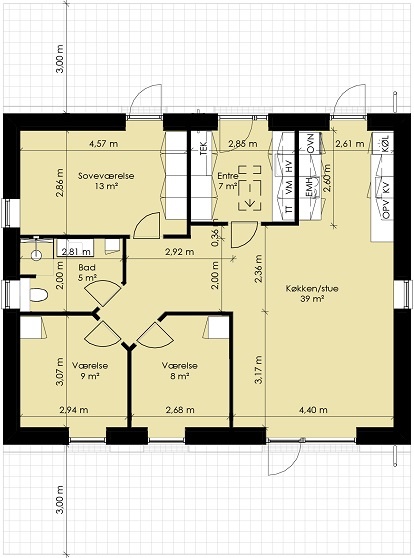 Lejlighed på 98 m2 i Ringe, Golfsvinget 