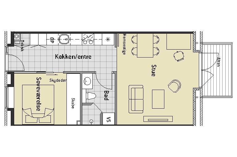 Lejlighed på 52 m2 i Odense S, Bjørnevangen 