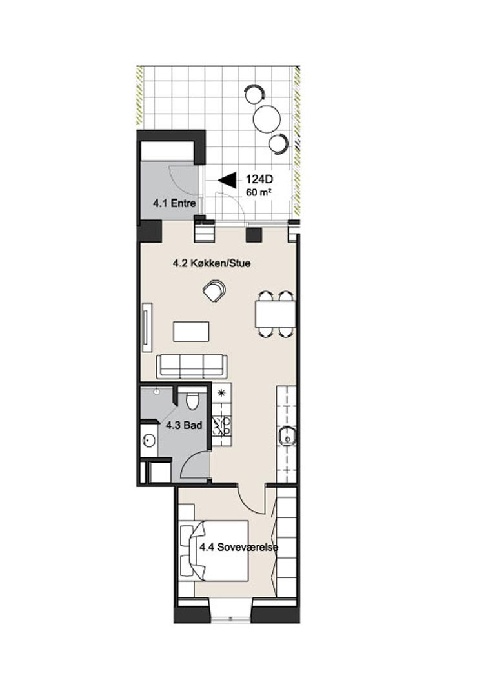 Lejlighed på 60 m2 i Odense C, Vindegade 